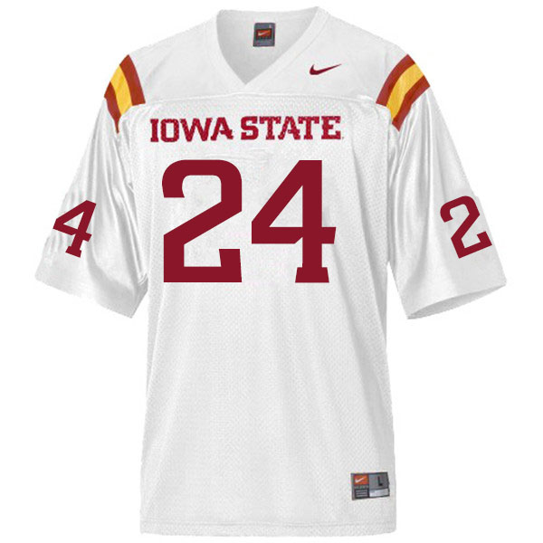 Men #24 D.J. Miller Iowa State Cyclones College Football Jerseys Sale-White - Click Image to Close